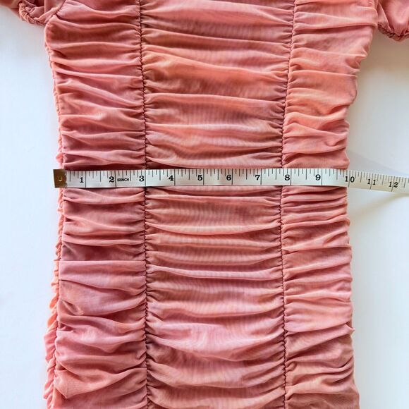 Rococo Sand Mabel Tie Dyed Ruched Long Sleeve Midi Dress in Pink & Orange Sz XS - Picture 15 of 15